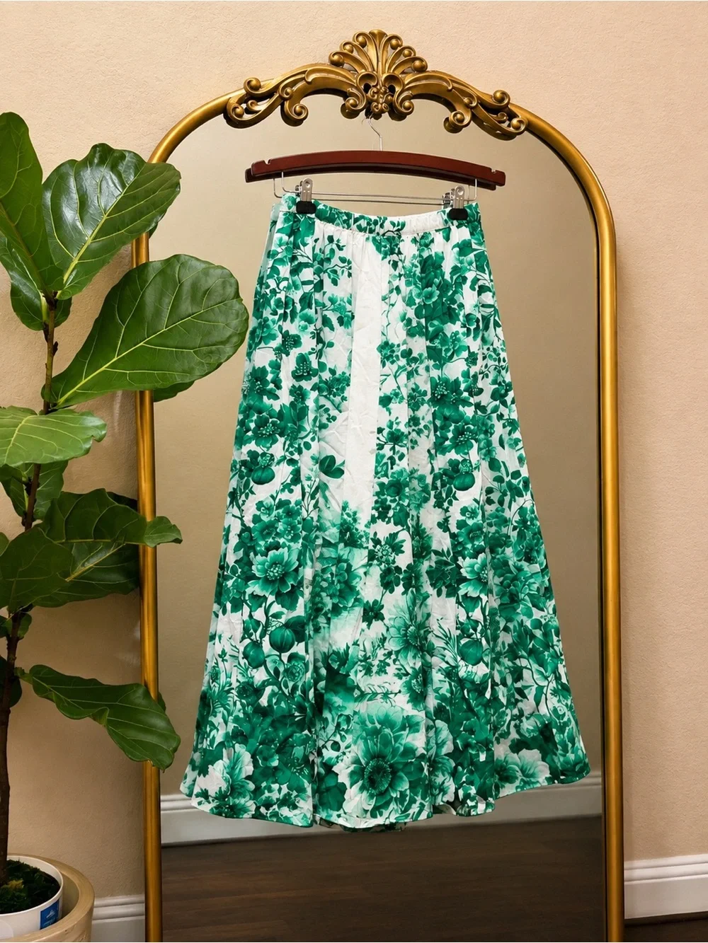 Maeve by Anthropologie The Jacie Poplin Printed Midi Skirt Size M